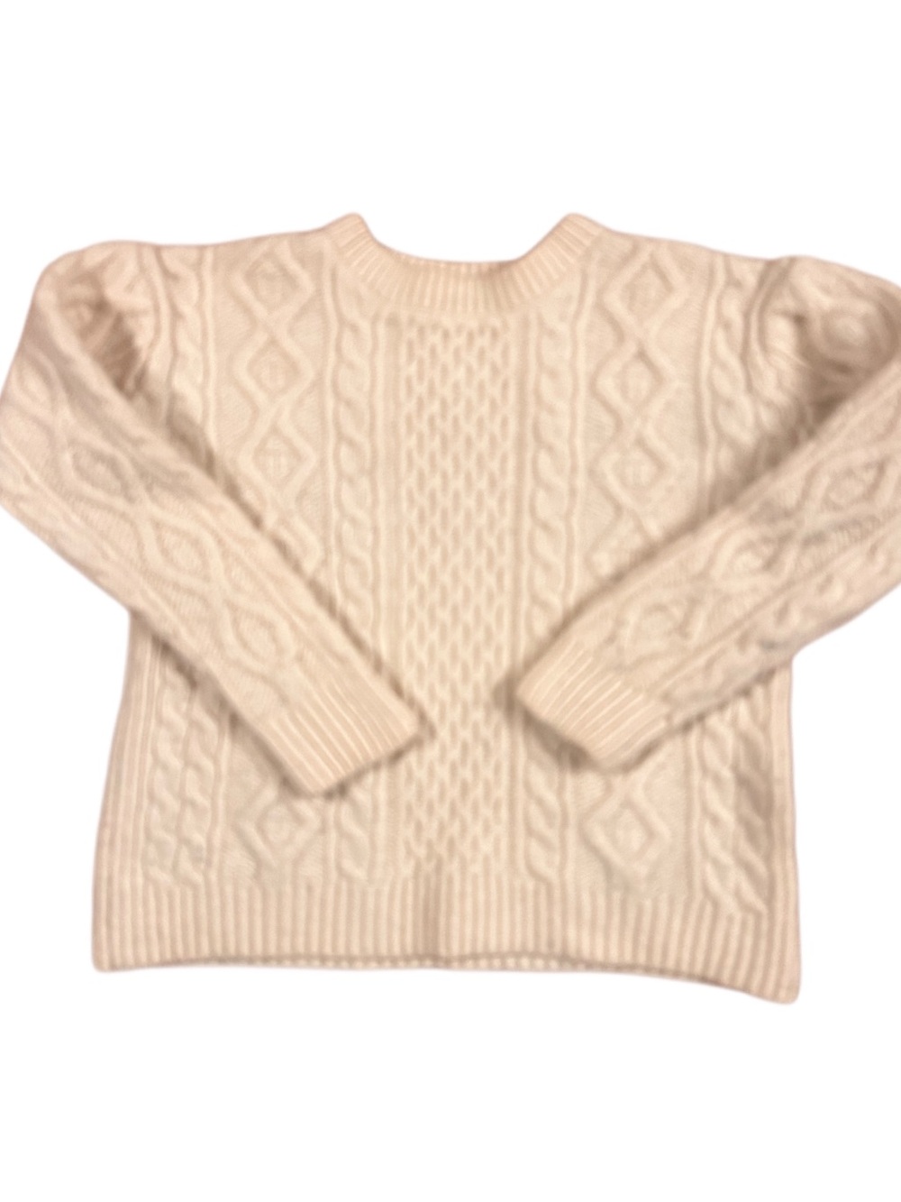 Blarney Woollen Mills Ivory Cable Knit Fisherman Sweater size M 100% merino wool